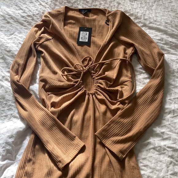 FOREVER 21 Tan Brown Longsleeve Dress Size XL - Picture 3 of 4